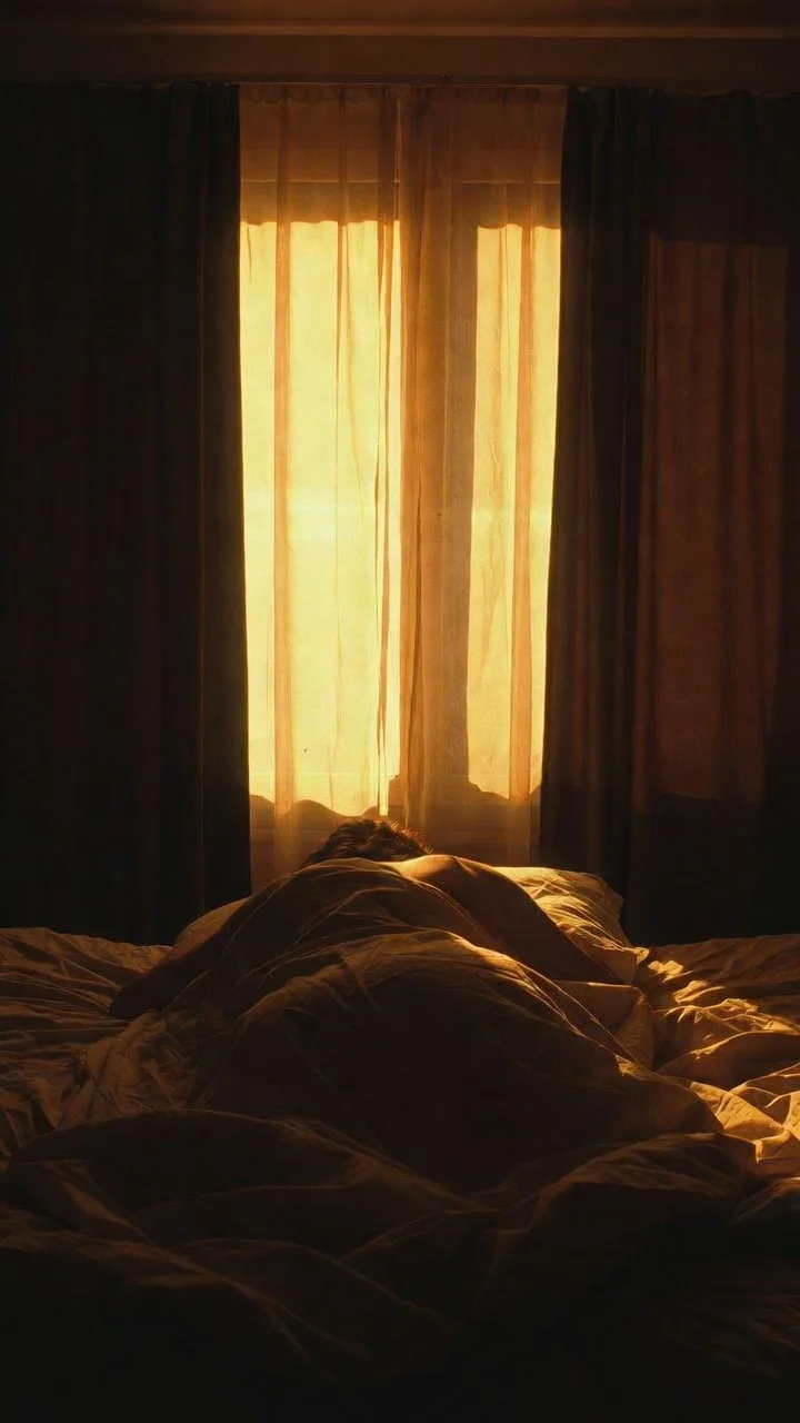 Sunlight moving through curtains into a quiet room